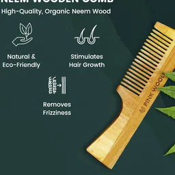 PINK WOOLF Set Of 3 Neem Wooden Comb image 4