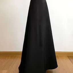 KPOP Women Solid Flared Maxi Skirt image 2