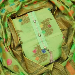 Ishin Floral Woven Design Zari Unstitched Dress Material-picture-32