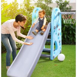 Babyhug 2 in 1 Giraffe Slide with Basket Ball Hoop - Blue and Grey-image-32