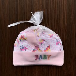 mom's home Moms Home Baby Cap Mitten Bootie Set Baby Text Print Pink - Diameter 18 cm-picture-20
