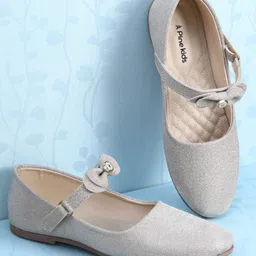 Pine Kids Ballerinas with Velcro Closure & Bow Applique - Beige-picture-11