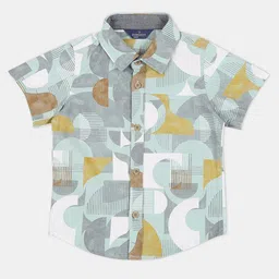 INFINITY CottonHalf Sleeves Abstract Printed Shirt - Light Green-picture-15