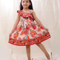 BownBee Blended One Shoulder Floral Printed Dress - Orange-picture-20