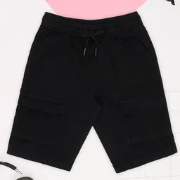 Pantaloons Junior 100% Cotton Woven Solid Shorts - Black-picture-29