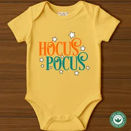 BLUSHES 100% Cotton Knit Halloween Theme Half Sleeves Hocus Pocus Text Printed Onesie - Yellow-picture-16