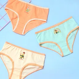 Yellow Bee Cotton Knit Pack Of 3 Disney Frozen Featuring Elsa & Anna Printed Panties - Multi Colour-picture-31