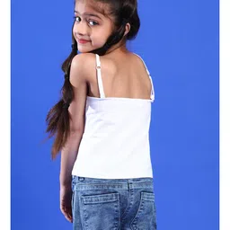 Tales & Stories Lycra Sleeveless Solid Camisole - White image 3