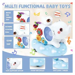 akn toys AKN TOY S Musical Elephant Crawling Toy, Birthday Toy Gifts for Toddler Boy Girl - PACK OF 1- ( COLOR MAY VARY ) image 2