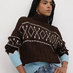 The Roadster Life Co. Colorblocked Cable Knit Pullover-picture-26
