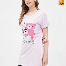 Christy World Women 2 Printed Extended Sleeves Pockets T-shirt-image-43