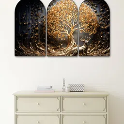 SAF Gold-Toned Set of 3 Piece MDF Other Wall Paintings-picture-14