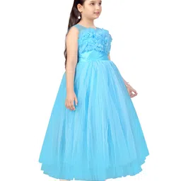 Aarika Sleeveless Ruffled Bodice Detailed Flared Gown - Ferozi Blue image 4