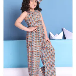 BaawRi Cotton Woven Sleeveless Geometric Printed Jumpsuit - Multi Colour image 4