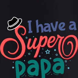 BLUSHES 100% Cotton Fathers Day Theme Half Sleeves I Have A Super Papa Text Printed Tee - Black image 4