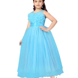 Aarika Sleeveless Ruffled Bodice Detailed Flared Gown - Ferozi Blue image 5