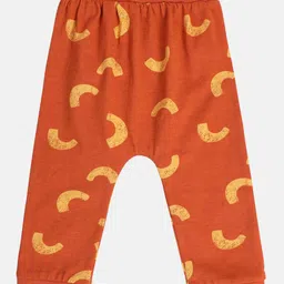 MINI KLUB Cotton Pack Of 3 Solid & Abstract Printed Joggers - White Red & Orange image 5