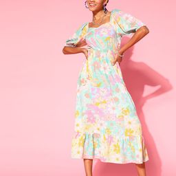 Athena Women Elegant Yellow Floral Sun Dress-picture-22