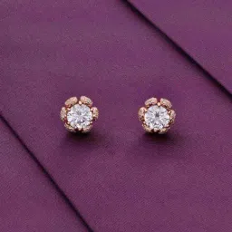 Kai Jewel Sterling Silver Dazzling Diamond Studded Floral Rose Gold Earrings-image-76