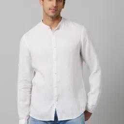Celio* White Linen Regular Fit Shirt-image-28