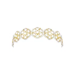 Peora Gold-Plated White Kundan Studded Sheeshpatti Sheeshphool Matha Patti image 3
