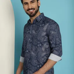 Indian Needle Mid Navy Regular Fit Printed Shirt image 3