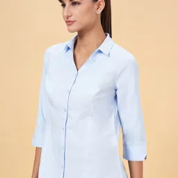 Annabelle by Pantaloons Blue Regular Fit Formal Shirt image 3