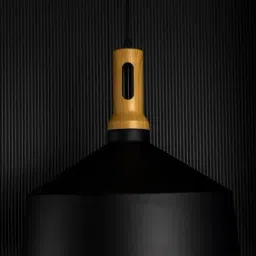 Whispering Homes Olov Wood Top Scandinavian Style Black and Wood Hanging Light image 2