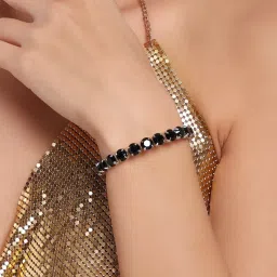 Zaveri Pearls Set of 2 Black & Wine Artificial Stones Embellished Bracelets Set-ZPFK16840 image 3