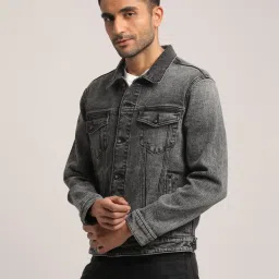 EVERBLUE Charcoal Regular Fit Denim Jacket image 3