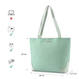 Fastrack Mint Green Solid Large Tote Handbag image 3