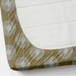 Florida BS-Daisy Olive Cotton 180 TC King Fitted Bedsheet With 2 Pillow Covers image 3