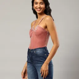 Label Ritu Kumar Dusty Pink Regular Fit Body Suit image 3