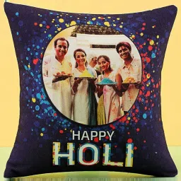 FNP Blue Canvas Poly Duck Personalised Holi Wishes Cushion image 3