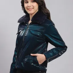 Monte Carlo Kids Teal Solid Full Sleeves Jacket image 3