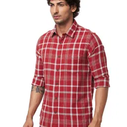 Spykar Red Cotton Regular Fit Checks Shirt image 3