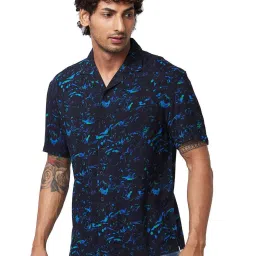 Spykar Blue Cotton Relaxed Fit Printed Shirt image 3