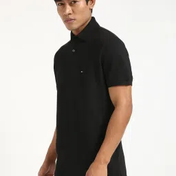 Tommy Hilfiger Black Cotton Regular Fit Polo T-Shirt image 3