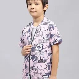 Monte Carlo Kids Pink & White Printed Regular Fit Shirt & T-Shirt image 3