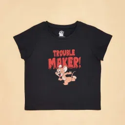 Pantaloons Junior Black Cotton Printed T-Shirt image 3