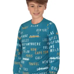 Allen Solly Junior Teal Blue Printed Full Sleeves Sweatshirt image 3