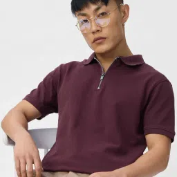 The Souled Store Purple Cotton Regular Fit Polo T-Shirt image 3