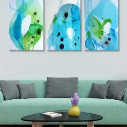 999Store Blue & Green Abstract Art 3 Frame Canvas Paintings-image-93