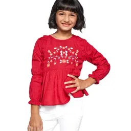 Global Desi Girl Red Embroidered Top-picture-22