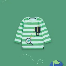 Mothercare Kids White & Green Striped Full Sleeves T-Shirt-image-44