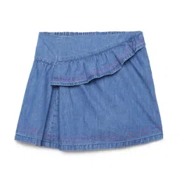 Under Fourteen Only Kids Blue Solid Skirt-picture-0