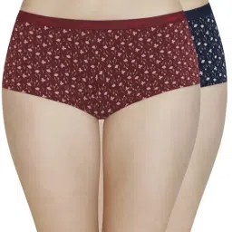 Amante Maroon & Navy Cotton Printed Hipster Panties-picture-19