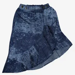 Kiddopanti Kids Blue Printed Denim Skirt-image-79