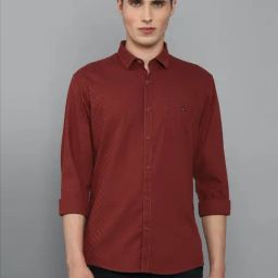Louis Philippe Sport Maroon Cotton Slim Fit Self Pattern Shirt-picture-34