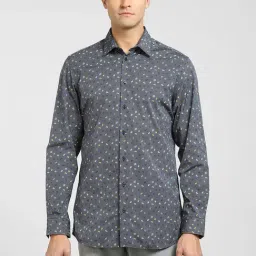 SELECTED HOMME Grey Cotton Slim Fit Printed Shirt-picture-22